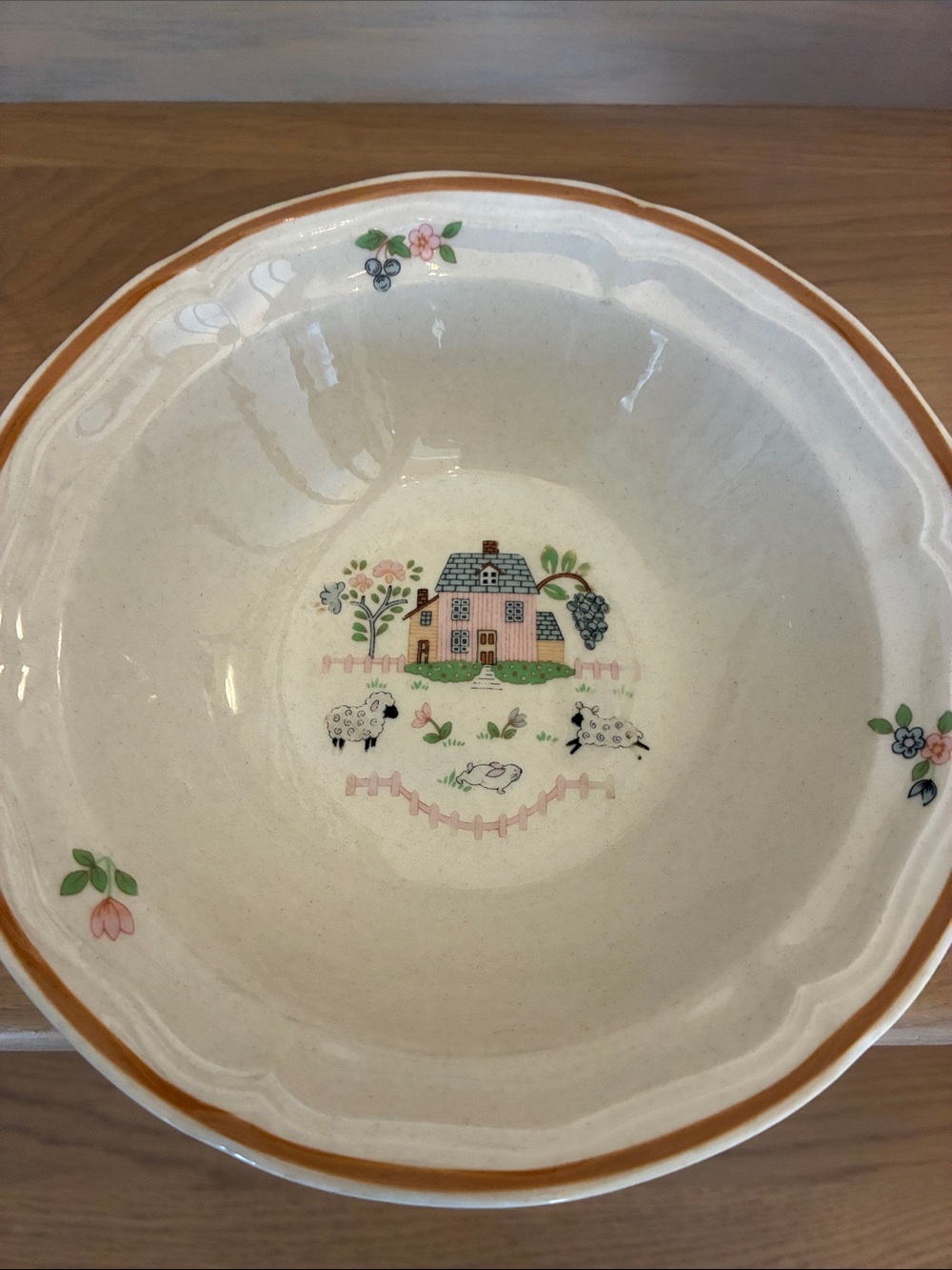 2 x Jamestown China "Country Home" Stoneware Bowls (1980s) Folk Art Japan